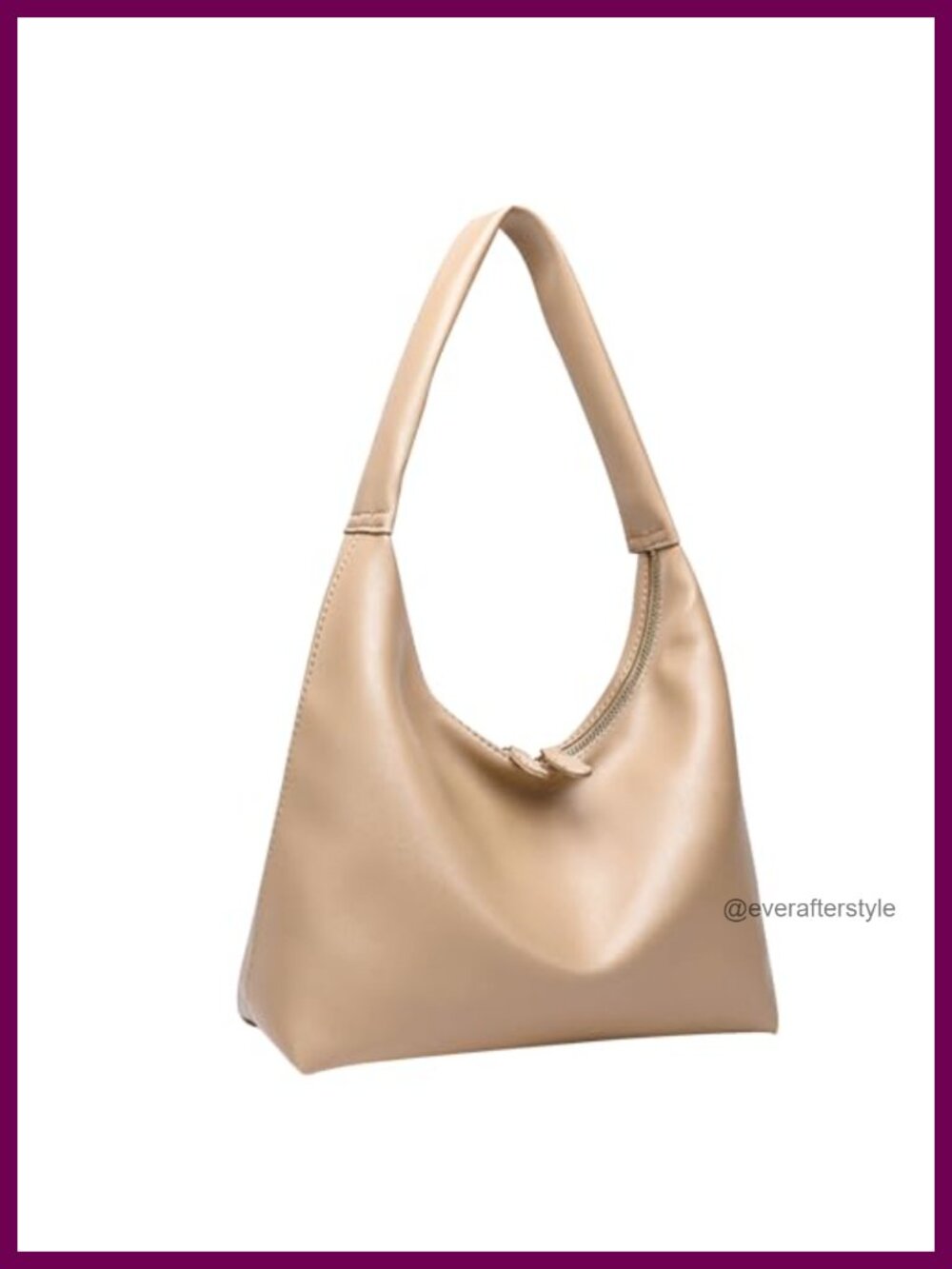 Soft PU Leather Hobo Shoulder Bag Double Zipper Lightweight Slouchy Purse